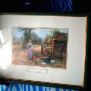 Vintage Ernest Walbourn "Feeding the Ducks" Framed Art